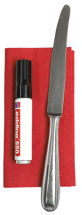 Edding und Messer